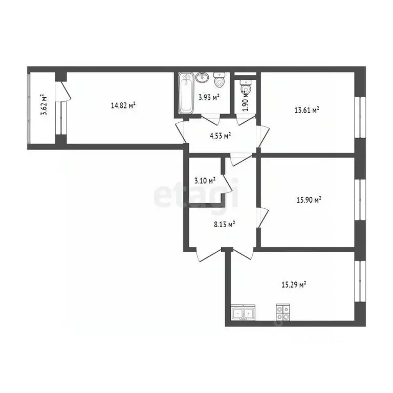 3-к кв. Тюменская область, Тюмень ул. Фармана Салманова, 12 (81.0 м) - Фото 2