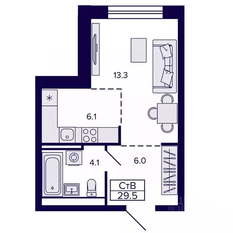 Студия Хабаровский край, Хабаровск ул. Карла Маркса (29.52 м) - Фото 0