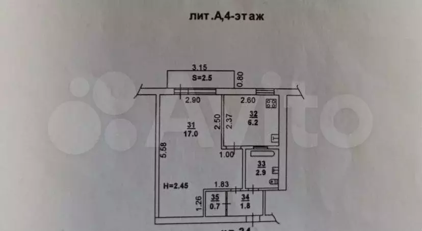 1-к. квартира, 30 м, 4/5 эт. - Фото 0
