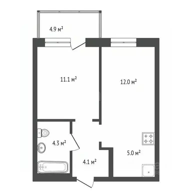 2-к кв. Красноярский край, Красноярск ул. Лесников, 49 (37.9 м) - Фото 2