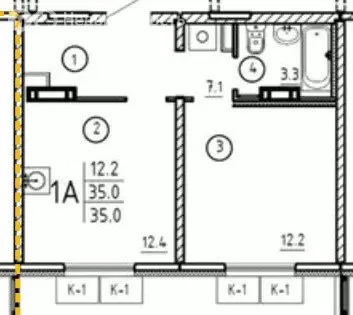 1-комнатная квартира: село Засечное, Светлая улица, с77 (35 м) - Фото 1