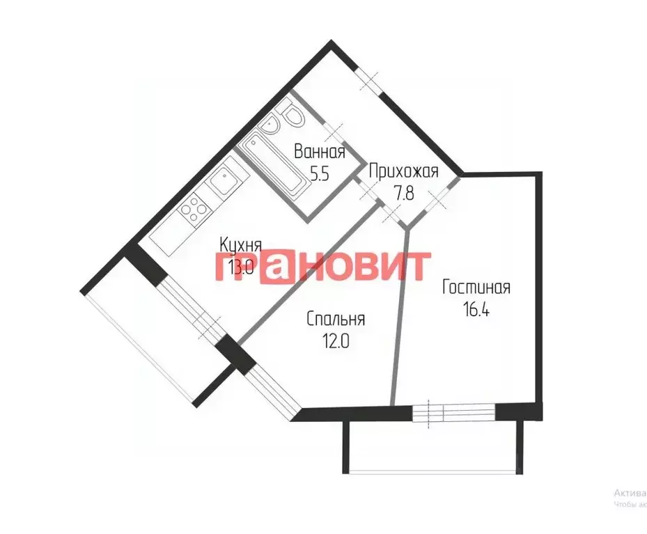 2-к кв. Новосибирская область, Новосибирск ул. Дунаевского, 3 (55.0 м) - Фото 1