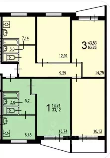3-к кв. Москва Домостроительная ул., 3 (64.0 м) - Фото 1