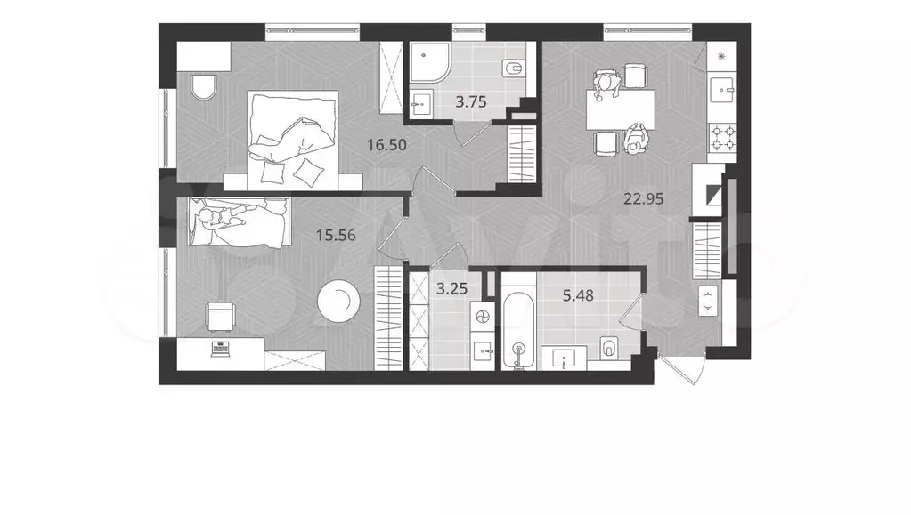 2-к. квартира, 67,5 м, 1/4 эт. - Фото 1
