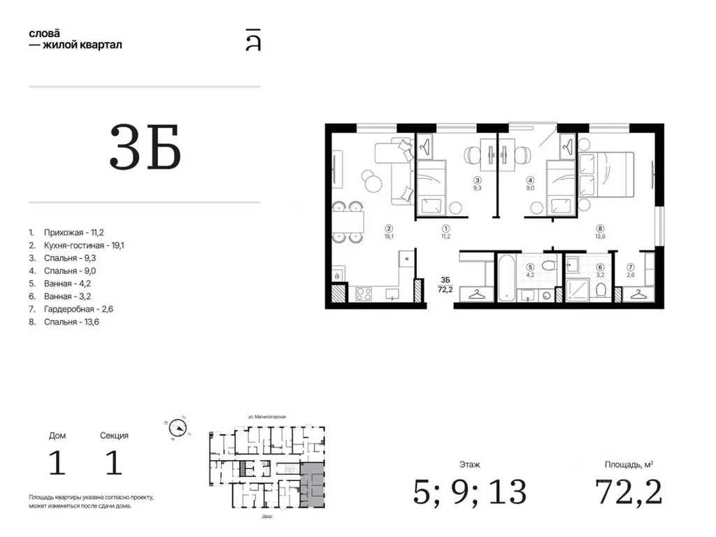 3-к кв. Астраханская область, Астрахань Магнитогорская ул., 1 (72.17 ... - Фото 1