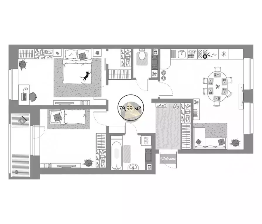 2-комнатная квартира: Санкт-Петербург, проспект Авиаконструкторов, 54 ... - Фото 1