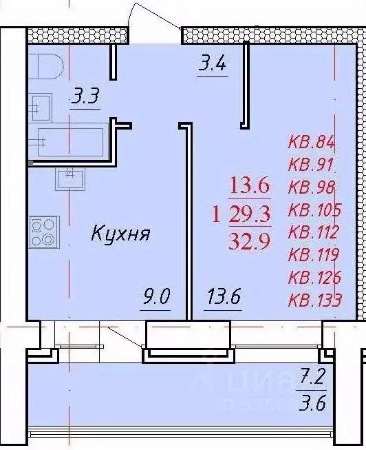 1-к кв. Алтайский край, Новоалтайск Индустриальная ул., 18 (32.9 м) - Фото 0