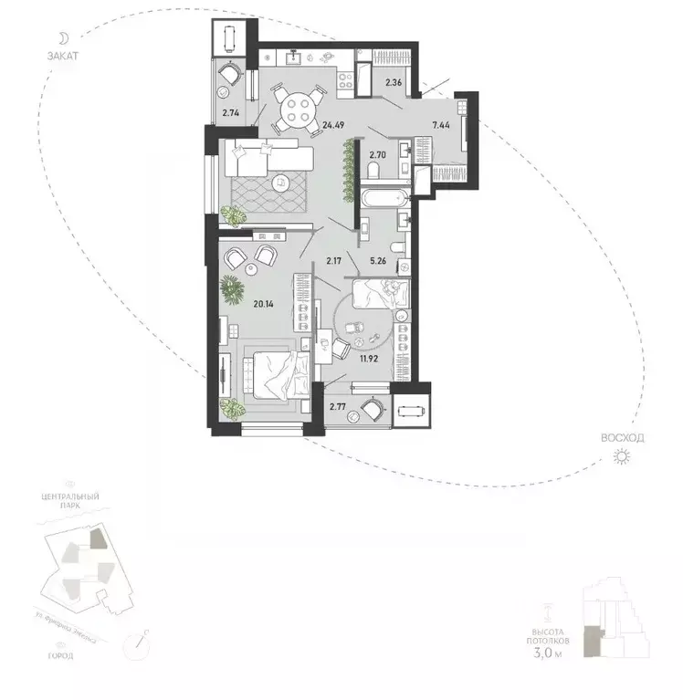 2-к кв. Тульская область, Тула ул. Фридриха Энгельса, 74 (81.99 м) - Фото 1