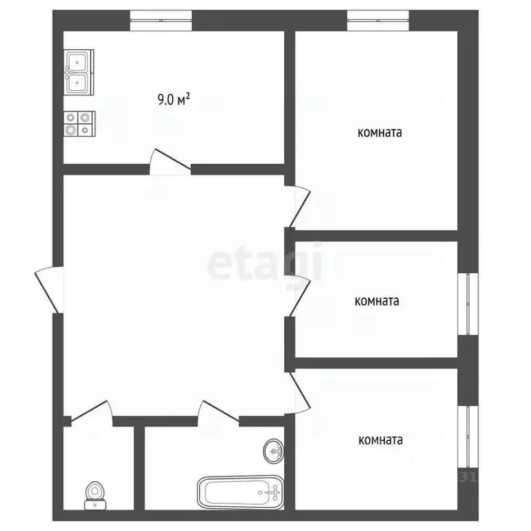 3-к кв. Ямало-Ненецкий АО, Муравленко ул. Ленина, 6 (59.5 м) - Фото 1