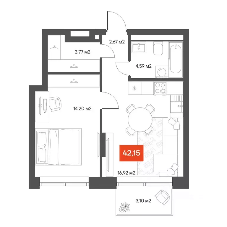 1-к кв. Новосибирская область, Новосибирск Академгородок мкр, ул. ... - Фото 1