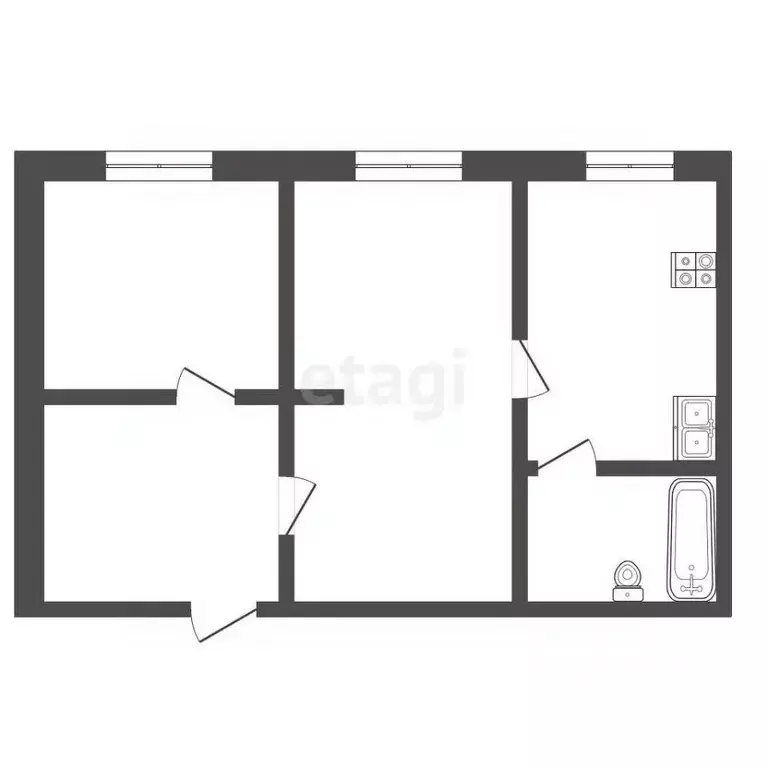 2-к кв. Челябинская область, с. Уйское ул. Строителей, 8 (52.0 м) - Фото 2