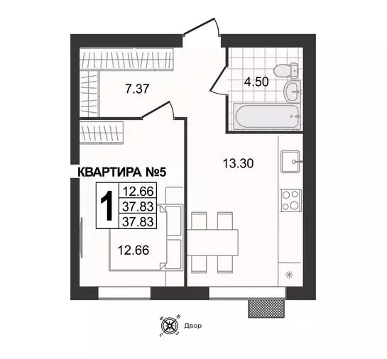 1-комнатная квартира: Муром, 3-я Новослободская улица (37.83 м) - Фото 0