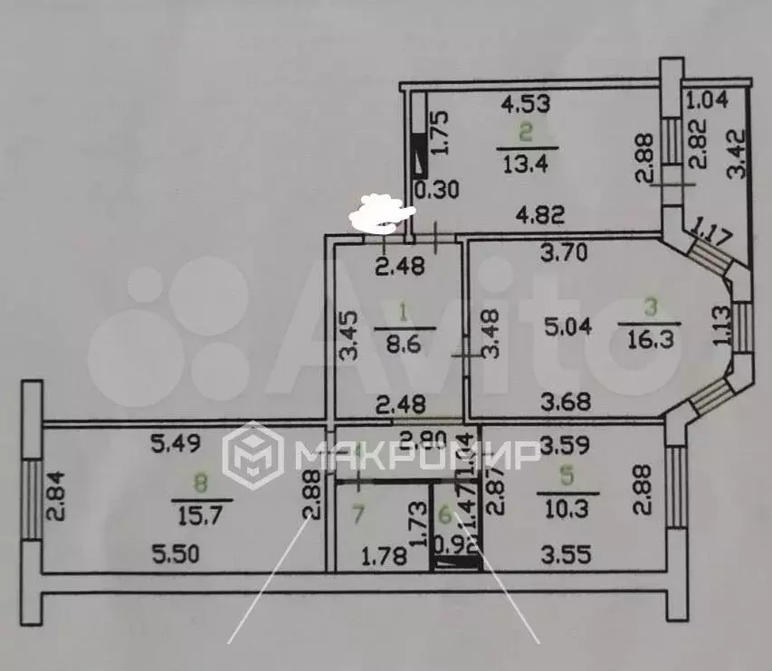 3-к. квартира, 71,4 м, 4/9 эт. - Фото 0