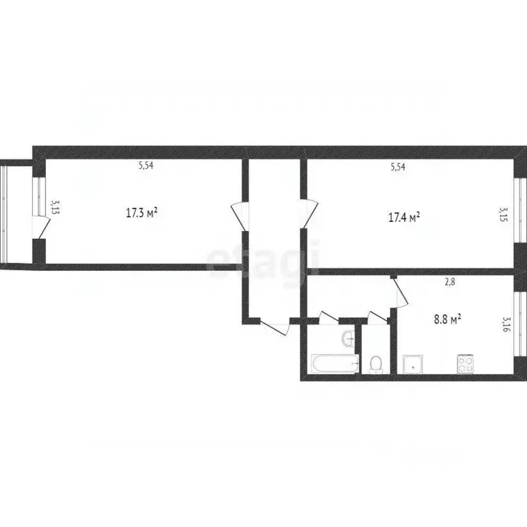 2-к кв. Белгородская область, Белгород ул. Попова, 18 (66.9 м) - Фото 1
