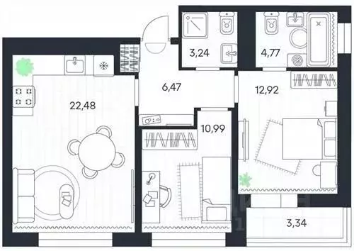 2-к кв. Тульская область, Тула городской округ, пос. Петровский ... - Фото 0