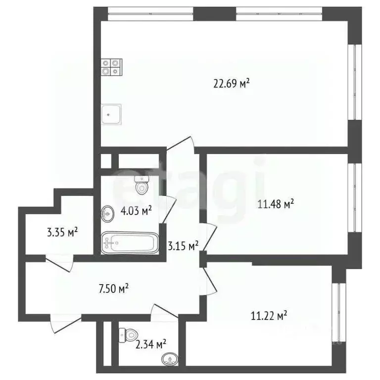3-к кв. Московская область, Реутов Комсомольская ул., 3к1 (65.7 м) - Фото 1