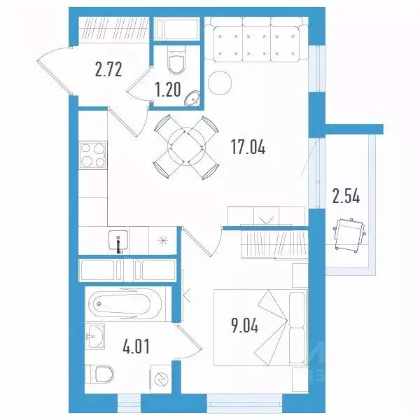 1-к кв. Санкт-Петербург ул. Маршала Казакова, 64к1 (34.77 м) - Фото 0