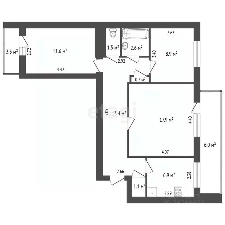 3-к кв. Крым, Евпатория ул. 9 Мая, 84 (64.6 м) - Фото 2