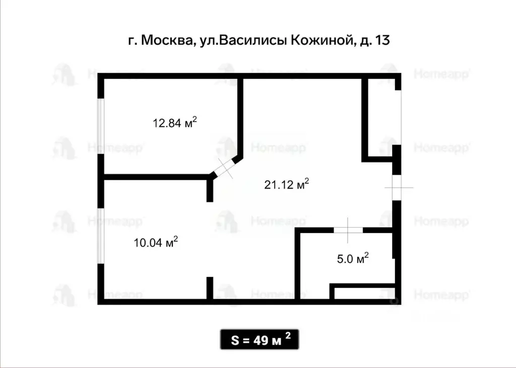 1-к кв. Москва ул. Василисы Кожиной, 13 (49.0 м) - Фото 2