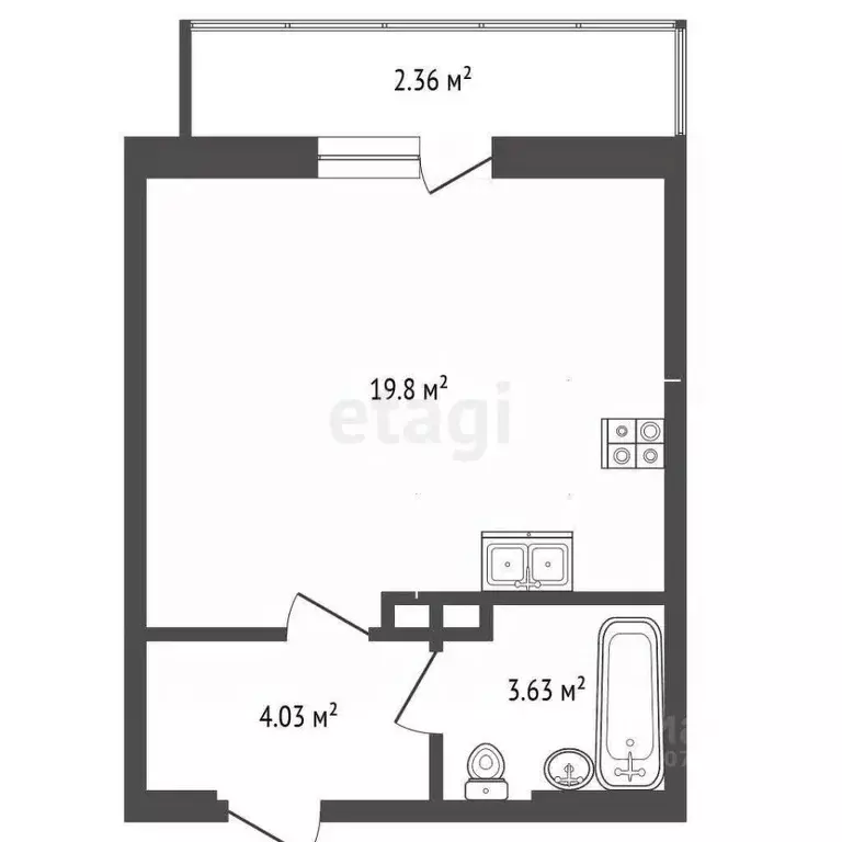 Студия Ярославская область, Ярославль Чернопрудная ул., 30 (29.82 м) - Фото 2