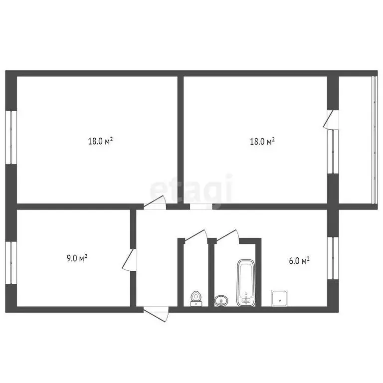 3-комнатная квартира: Киселёвск, Черноморская улица, 23 (61.7 м) - Фото 0