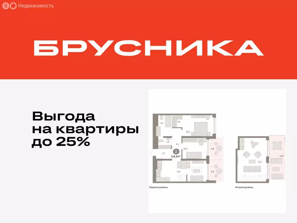 2-комнатная квартира: Тюмень, ЖК Дом у Озера (114.77 м) - Фото 0