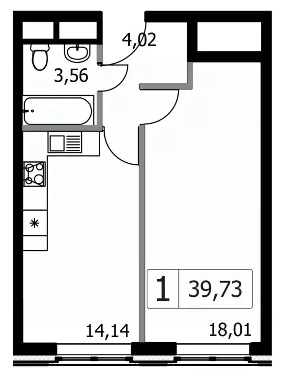 1-к кв. Москва Городские Истории жилой комплекс, к1 (39.73 м) - Фото 0