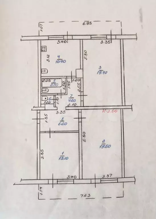 3-к. квартира, 76,5 м, 4/4 эт. - Фото 0