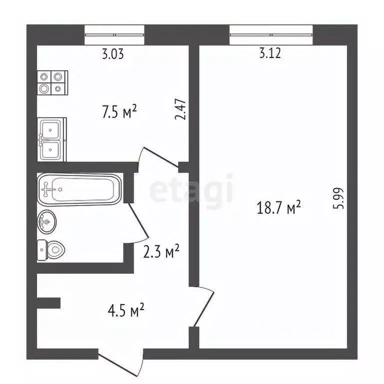 1-к кв. Ямало-Ненецкий АО, Новый Уренгой Восточный мкр, 2/2 (35.9 м) - Фото 2