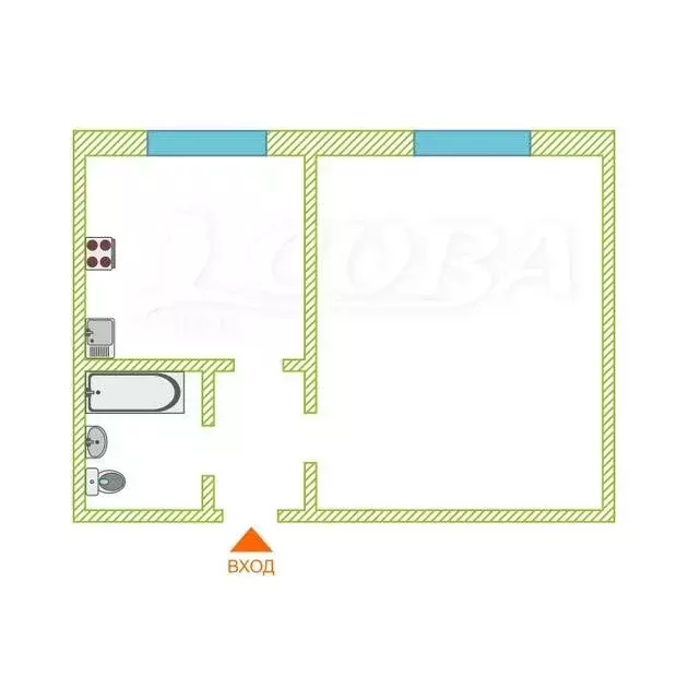 1-комнатная квартира: Тюмень, Олимпийская улица, 16 (33 м) - Фото 2