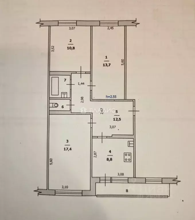 3-к кв. Московская область, Раменский муниципальный округ, с. Речицы ... - Фото 2