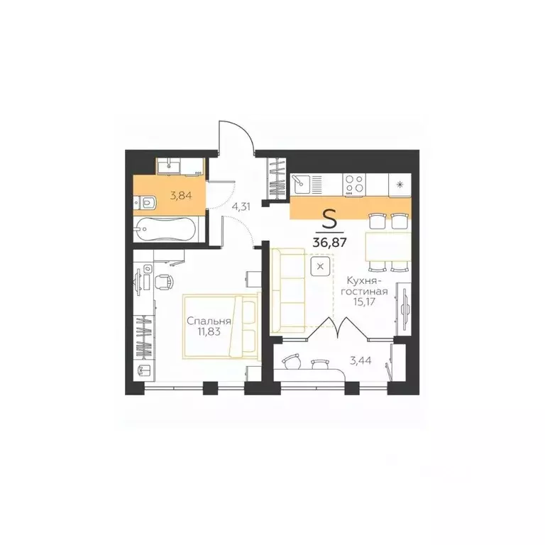 1-к кв. Тульская область, Тула городской округ, пос. Молодежный 8А ... - Фото 1