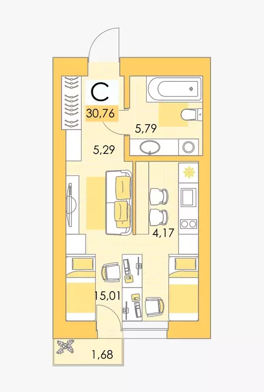 Продаётся квартира-студия, 30.6 м - Фото 0