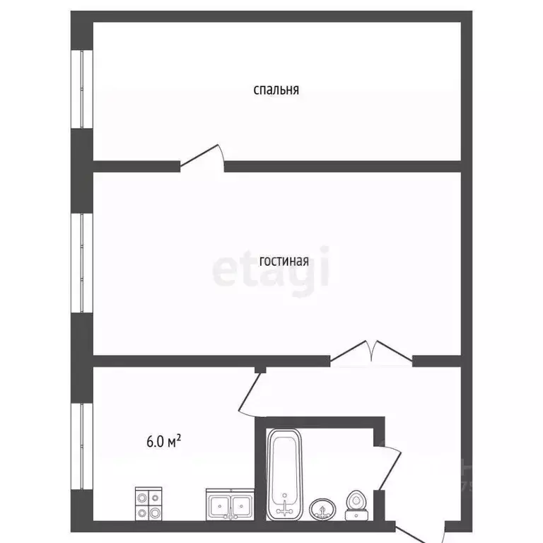 2-к кв. Тамбовская область, Тамбов 1-я Полковая ул., 6 (44.2 м) - Фото 2
