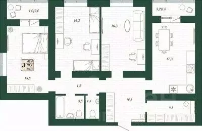 3-к кв. Самарская область, Волжский район, Смышляевка городское ... - Фото 1
