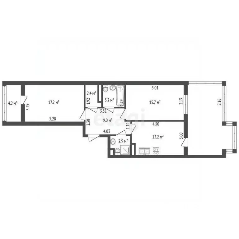 2-к кв. Санкт-Петербург Полтавский проезд, 3 (63.6 м) - Фото 2