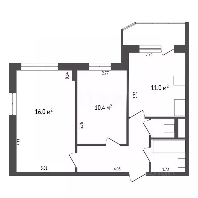 2-к кв. Ленинградская область, Всеволожский район, д. Новое Девяткино ... - Фото 2