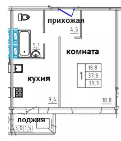 1-к кв. Смоленская область, Смоленск ул. 2-я Киевская (39.3 м) - Фото 0