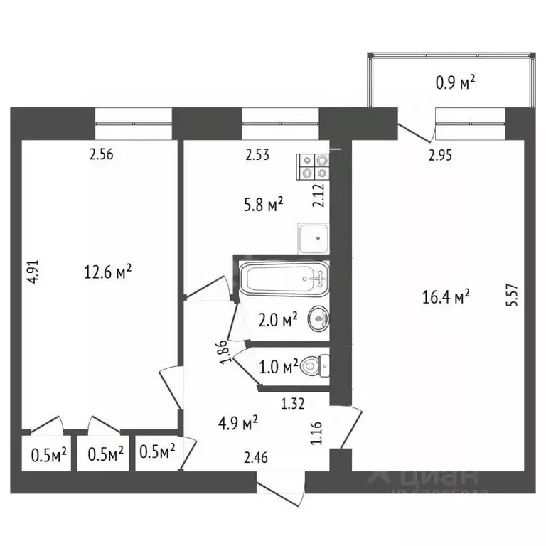 2-к кв. Забайкальский край, Чита Селенгинская ул., 19А (44.2 м) - Фото 2