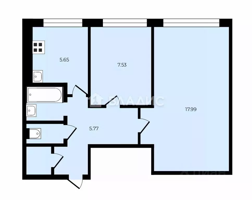 2-к кв. Нижегородская область, Нижний Новгород ул. Бубнова, 8 (41.2 м) - Фото 2