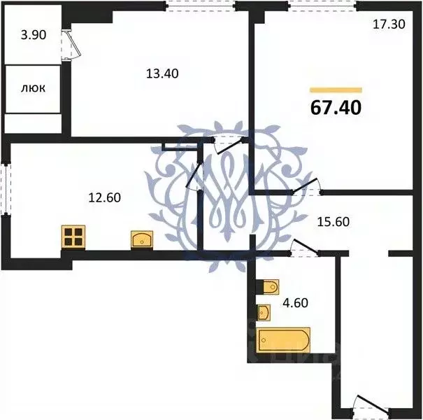 2-к кв. Крым, Симферополь ул. Трубаченко, 21 (67.4 м) - Фото 0