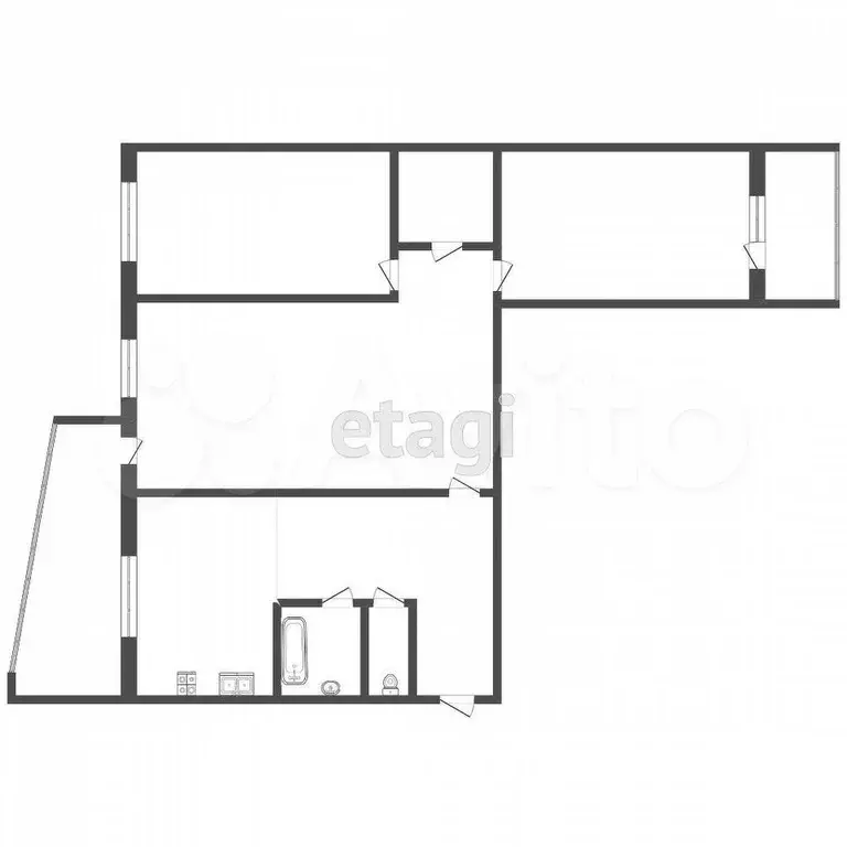 3-к. квартира, 63,6 м, 2/9 эт. - Фото 0