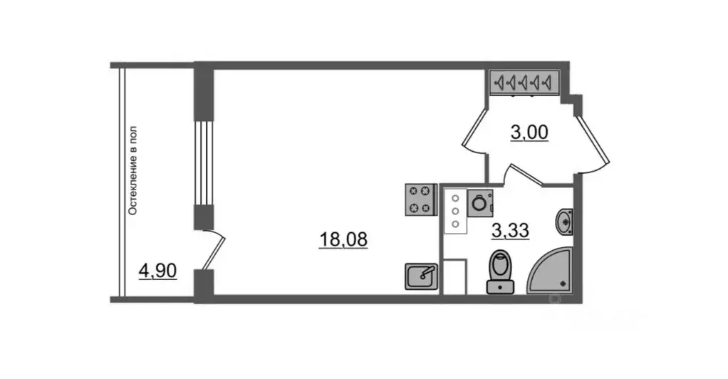 Студия Санкт-Петербург 1-й Предпортовый проезд, 1 (25.88 м) - Фото 1