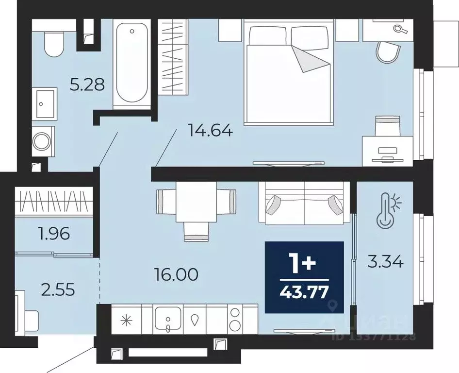 1-к кв. Тюменская область, Тюмень Беринг жилой комплекс (43.77 м) - Фото 1