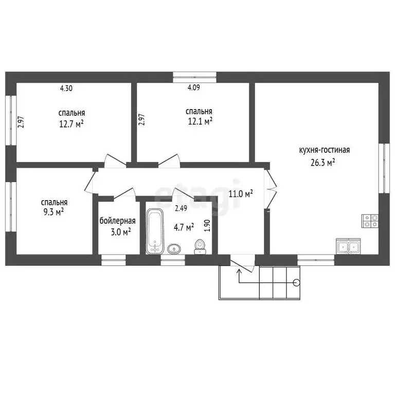 Дом в Тюмень, Бахчисарайский проезд (84.2 м) - Фото 1