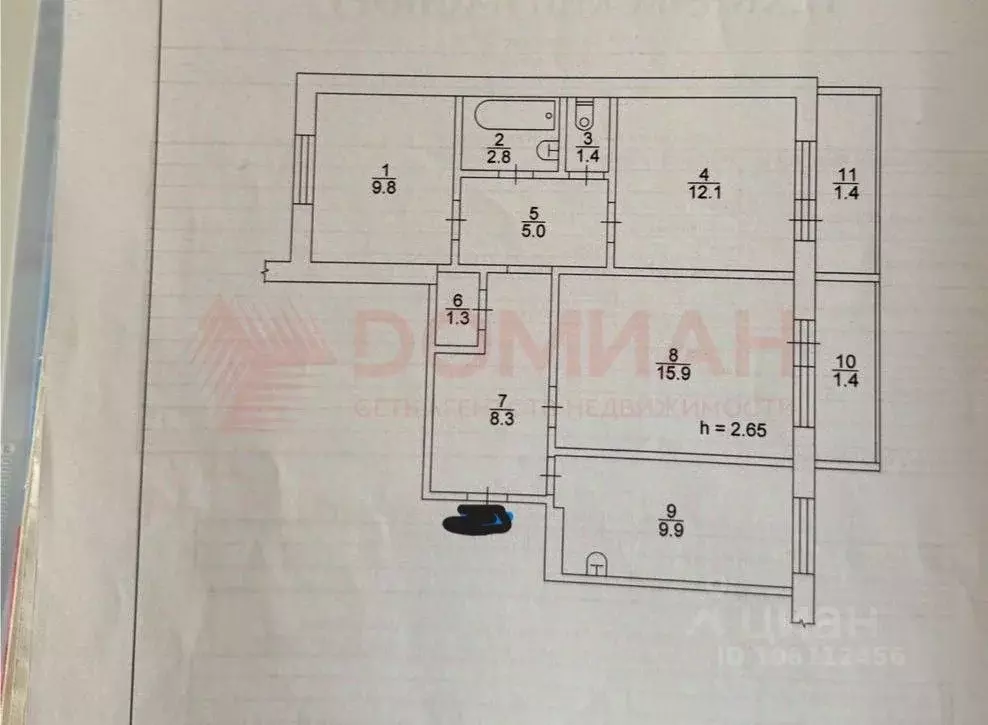 3-к кв. Ростовская область, Волгодонск ул. Энтузиастов, 22 (66.5 м) - Фото 2