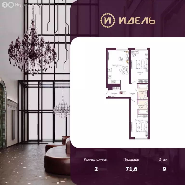 2-комнатная квартира: Нижний Новгород, ЖК Идель. Квартал на Сенной ... - Фото 1