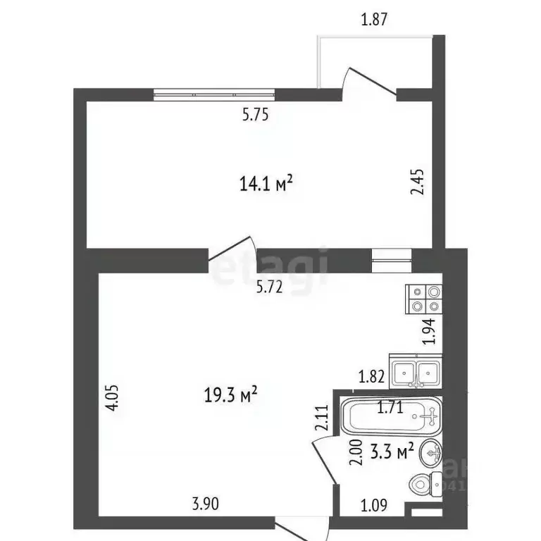 1-к кв. Севастополь ул. Хрусталева, 119 (35.0 м) - Фото 1