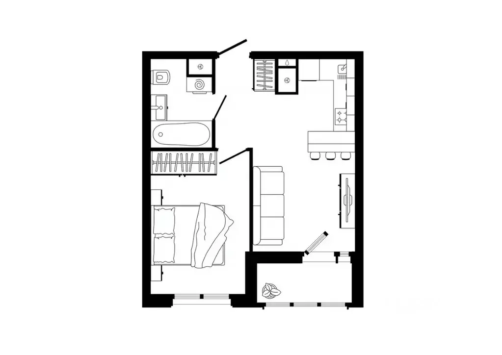 1-к кв. Тульская область, Тула ул. Седова, 26к3 (37.6 м) - Фото 0