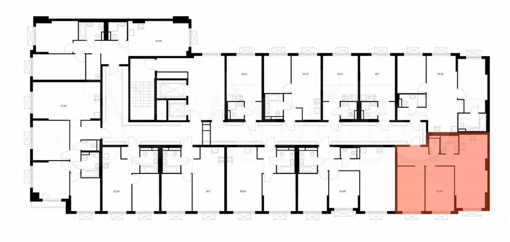 2-к. квартира, 57 м, 9/9 эт. - Фото 1